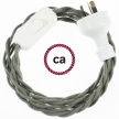 Wiring Grey Green Cotton textile cable TC63 - 1.80 mt