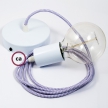 Single Pendant, suspended lamp with ZigZag Lilac textile cable RZ07