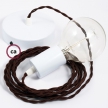 Single Pendant, suspended lamp with Brown Rayon textile cable TM13