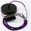 Single Pendant, suspended lamp with Violet Rayon textile cable TM14