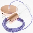 Single Pendant, suspended lamp with Lilac Rayon textile cable TM07