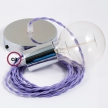 Single Pendant, suspended lamp with Lilac Rayon textile cable TM07