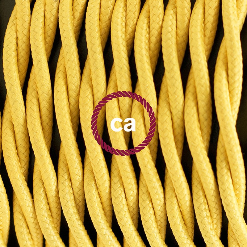 Single Pendant, suspended lamp with Yellow Rayon textile cable TM10