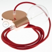 Single Pendant, suspended lamp with Red Devil 3D textile cable RT94