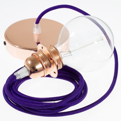 Pendant for lampshade, suspended lamp with Violet Rayon textile cable RM14