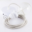 Pendant for lampshade, suspended lamp with Neutral Natural Linen textile cable RN01