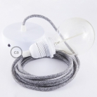 Pendant for lampshade, suspended lamp with Grey Natural Linen textile cable RN02