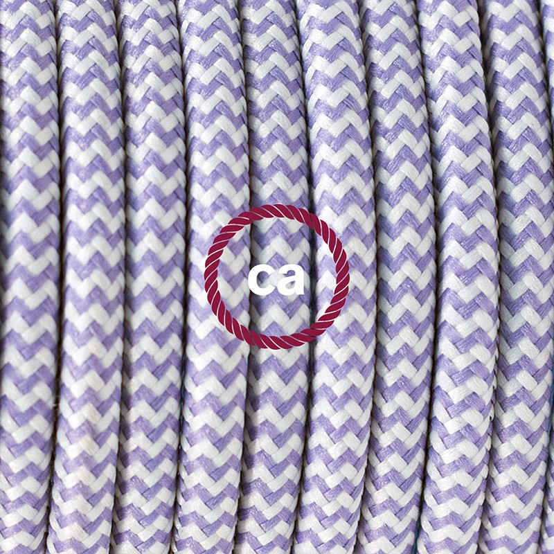 Pendant for lampshade, suspended lamp with ZigZag Lilac textile cable RZ07