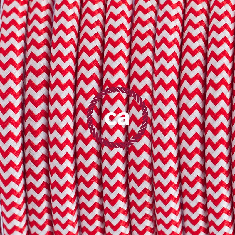 Pendant for lampshade, suspended lamp with ZigZag Red textile cable RZ09