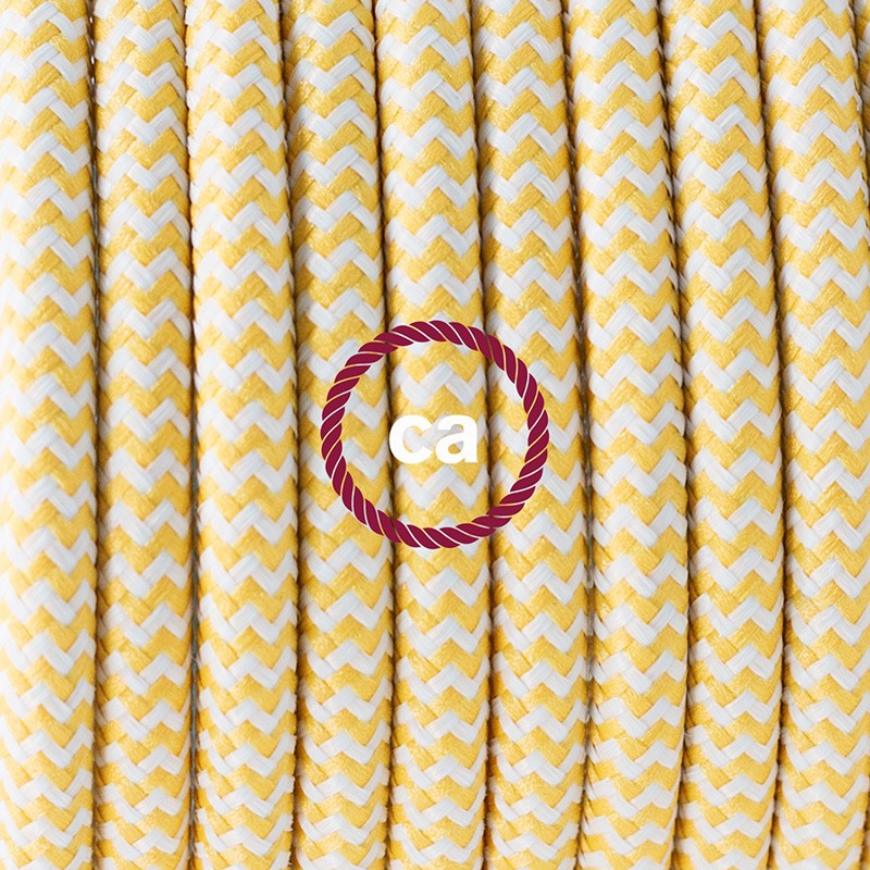 Pendant for lampshade, suspended lamp with ZigZag Yellow textile cable RZ10