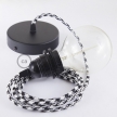 Pendant for lampshade, suspended lamp with Bicolored Black textile cable RP04