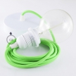 Pendant for lampshade, suspended lamp with Green Fluo textile cable RF06