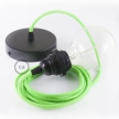 Pendant for lampshade, suspended lamp with Green Fluo textile cable RF06