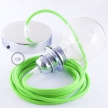 Pendant for lampshade, suspended lamp with Green Fluo textile cable RF06