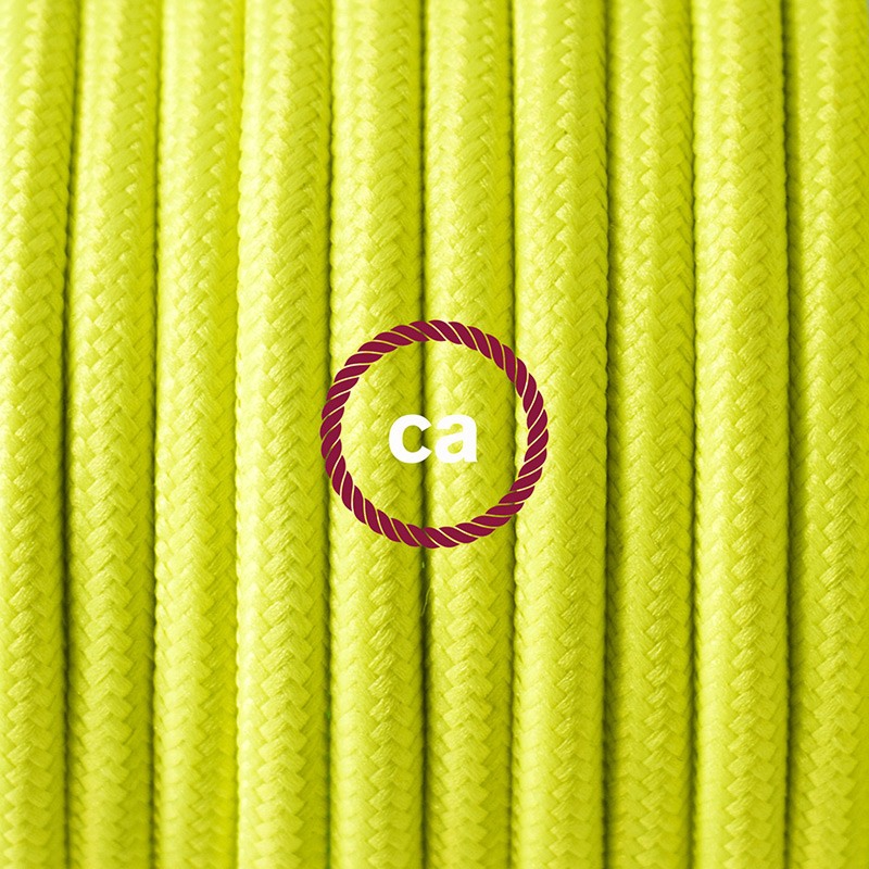 Pendant for lampshade, suspended lamp with Yellow Fluo textile cable RF10