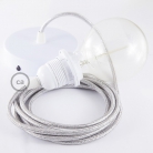 Pendant for lampshade, suspended lamp with Glittering Silver textile cable RL02