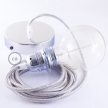 Pendant for lampshade, suspended lamp with Glittering Silver textile cable RL02