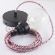 Pendant for lampshade, suspended lamp with Pixel Fuchsia textile cable RX00