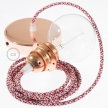 Pendant for lampshade, suspended lamp with Pixel Fuchsia textile cable RX00