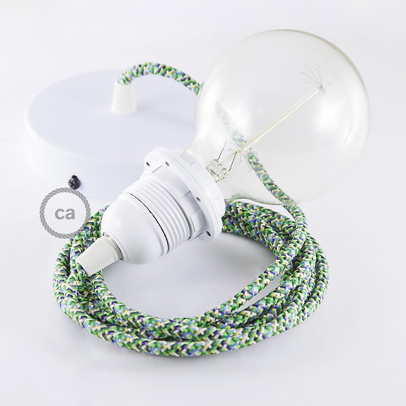 Pendant for lampshade, suspended lamp with Pixel Green textile cable RX05