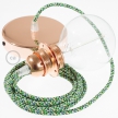 Pendant for lampshade, suspended lamp with Pixel Green textile cable RX05