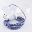 Pendant for lampshade, suspended lamp with Pixel Turquoise textile cable RX03