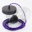 Pendant for lampshade, suspended lamp with Violet Rayon textile cable TM14