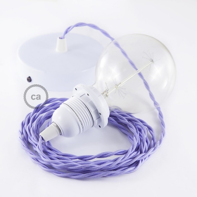 Pendant for lampshade, suspended lamp with Lilac Rayon textile cable TM07