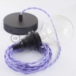 Pendant for lampshade, suspended lamp with Lilac Rayon textile cable TM07