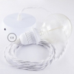 Pendant for lampshade, suspended lamp with White Cotton textile cable TC01