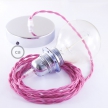 Pendant for lampshade, suspended lamp with Fuchsia Rayon textile cable TM08