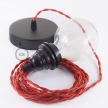 Pendant for lampshade, suspended lamp with Red Rayon textile cable TM09