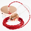 Pendant for lampshade, suspended lamp with Red Rayon textile cable TM09