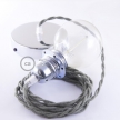 Pendant for lampshade, suspended lamp with Grey Green Cotton textile cable TC63