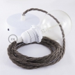 Pendant for lampshade, suspended lamp with Brown Natural Linen textile cable TN04