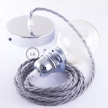 Pendant for lampshade, suspended lamp with Grey Natural Linen textile cable TN02