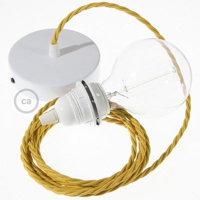 Pendant for lampshade, suspended lamp with Mustard Rayon textile cable TM25