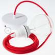 Pendant for lampshade, suspended lamp with Fire Red Cotton textile cable RC35