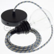 Pendant for lampshade, suspended lamp with Stripes Steward Blue textile cable RD55