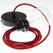 Pendant for lampshade, suspended lamp with Red Devil 3D textile cable RT94