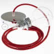 Pendant for lampshade, suspended lamp with Red Devil 3D textile cable RT94