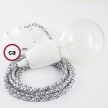 Porcelain Pendant, suspended lamp with Pixel Ice textile cable RX04