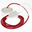 Porcelain Pendant, suspended lamp with Red Devil 3D textile cable RT94