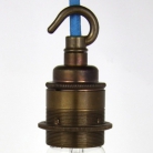 Lampholder Large Brass with Hook Edison Screw E27