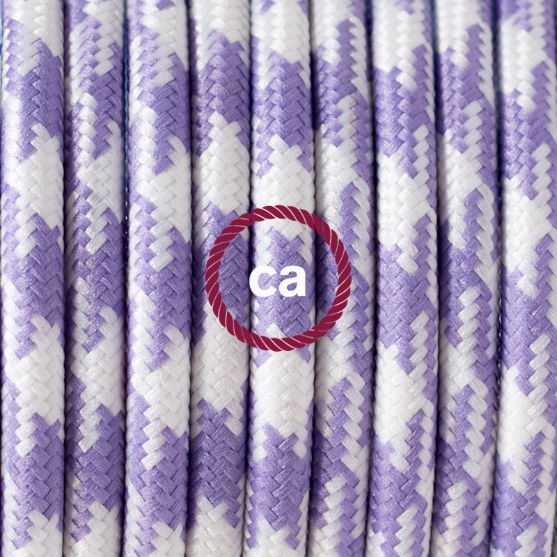 TO204 Lilac Houndstooth Round Electric Cable covered by Rayon fabric