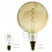 XXL LED Golden Light Bulb - Sphere G200 Curved Double Spiral Filament - 5W E27 Dimmable 2000k