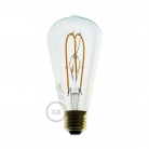 LED Transparent Light Bulb - Edison ST64 Curved Double Loop Filament - 5W E27 Dimmable 2200k