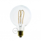 LED Transparent Light Bulb - Globe G95 Curved Double Loop Filament - 5W E27 Dimmable 2200K