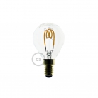 LED Transparent Light Bulb - Sphere G45 Curved Spiral Filament - 3W E14 Dimmable 2200K