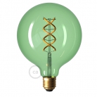 LED Emerald Light Bulb - Globe G125 Curved Spiral Filament - 5W E27 Dimmable 2200K